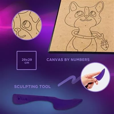 Okto Kolorowanka z masy plastycznej po numerach - Kot (Sensory Art Clay by Numbers: Cat), 29x29cm