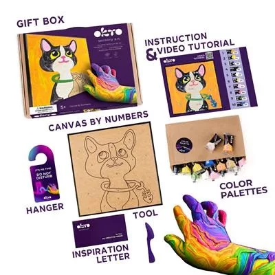 Okto Kolorowanka z masy plastycznej po numerach - Kot (Sensory Art Clay by Numbers: Cat), 29x29cm