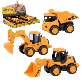   Construction vehicles 6.5x12x7cm (sárga építőjármű, mozgó elemekkel)