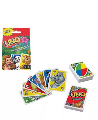 UNO Junior Card Game for Kids with Simple Rules & Animal Matching for 2-4 Players