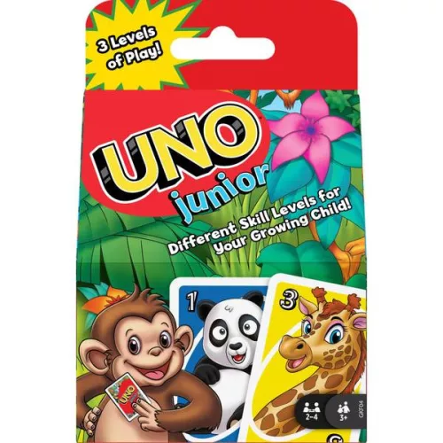 UNO Junior Card Game for Kids with Simple Rules & Animal Matching for 2-4 Players