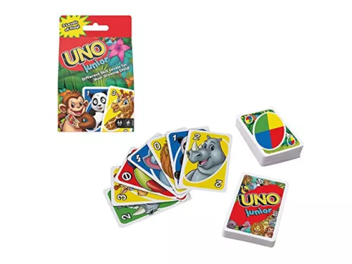 UNO Junior Card Game for Kids with Simple Rules & Animal Matching for 2-4 Players