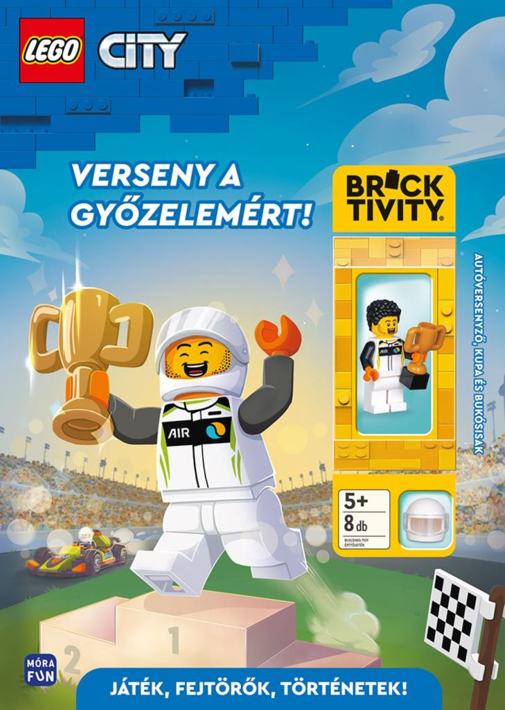 LEGO Verseny a győzelemért Autóversenyző, kupa és bukósisak – fő nézet