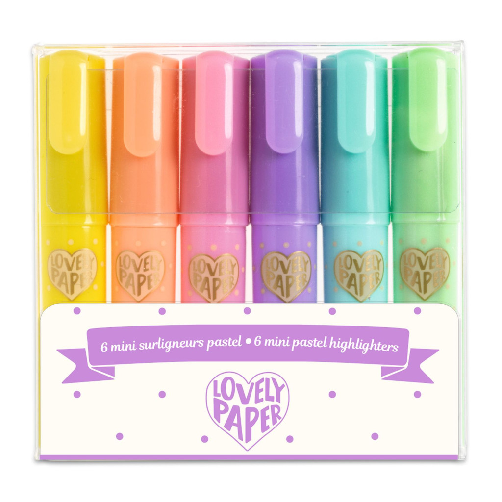 Szövegkiemelő mini toll készlet 6 pasztell színben - 6 mini pastel highlighters – fő nézet