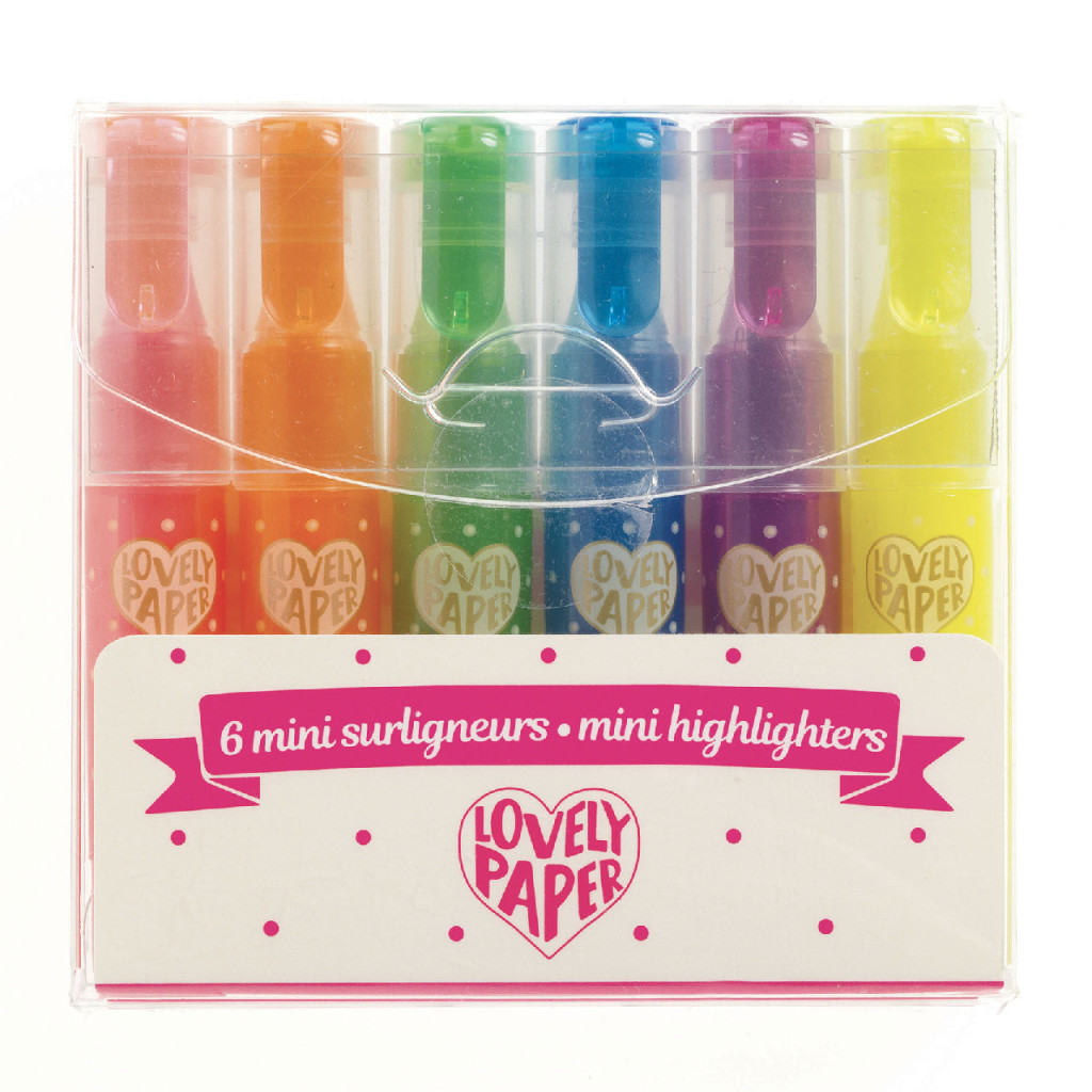Szövegkiemelő toll mini készlet - 6 neon színben - 6 neon gel fluo highlighters – fő nézet