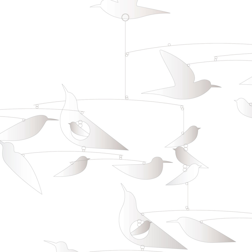 Szélmobil függődísz - Fehér madarak - White birds – alternatív kép 2