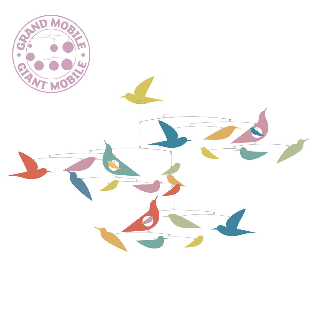 Szélmobil függődísz - Sokszínű Madarak - Mobile Katsumi-Multicolored birds – alternatív kép 2