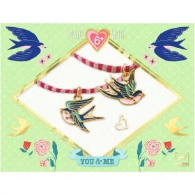 Djeco Ékszerkészítő készlet - Páros madarak - Bird Ribbons, 3–5 év, Többszínű