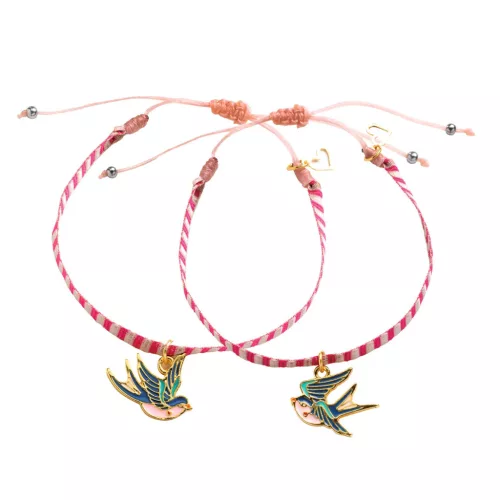 Djeco Ékszerkészítő készlet - Páros madarak - Bird Ribbons, 3–5 év, Többszínű