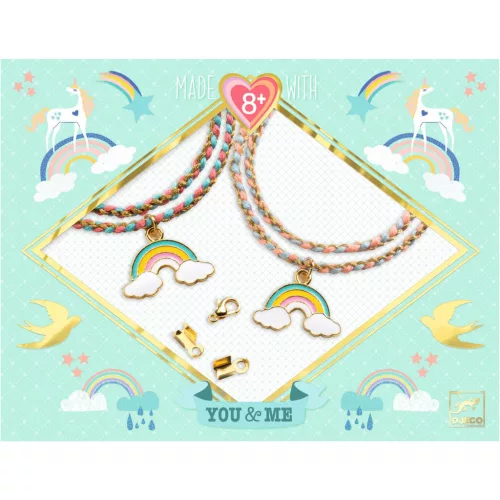 Djeco Ékszerkészítő készlet - Páros szivárványok - Rainbow Kumihimo, 3–5 év, Többszínű