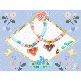 Djeco Ékszerkészítő készlet - Páros szárnyaló szívek - Heart Heishi, 3–5 év, Többszínű