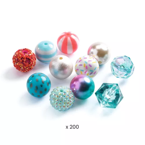 Djeco Ékszerkészítő készlet - Buborék gyöngyök, ezüst - Bubble beads, Silver, 3–5 év, Vegyes anyag
