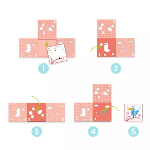 Djeco Rajzsablonok - Leporelos - 3 stencils, 1 image, 3–5 év, Többszínű