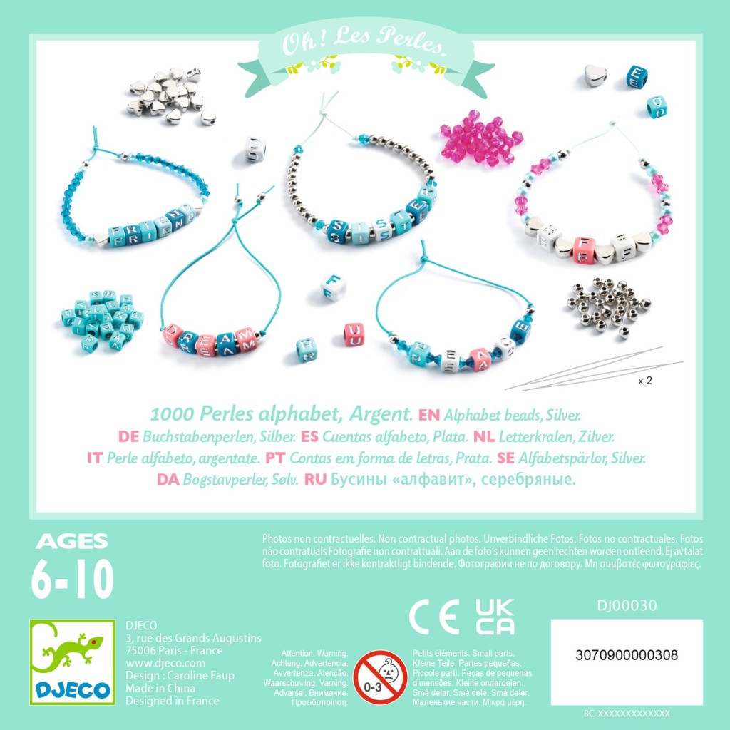 Ékszerkészítő készlet - Betű gyöngyök, ezüst - Alphabet beads, Silver – alternatív kép 4