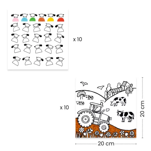 Djeco Meglepetés adagoló színező - Tanya - Coloring dispenser, Farm, 3–5 év, Többszínű