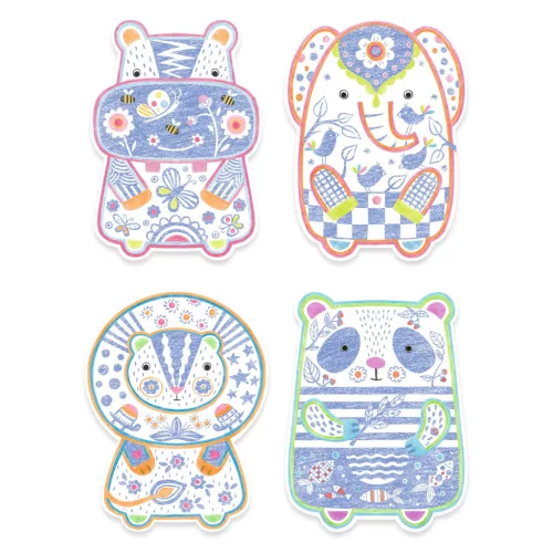 Djeco Meglepetés színező - Vadállatok - Wild animals, 3–5 év, Többszínű