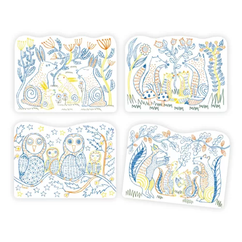 Djeco Meglepetés színező - Erdei állatok - Woodland families, 3–5 év, Többszínű