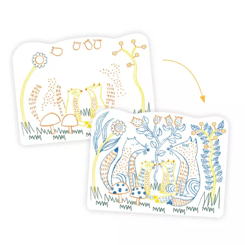 Djeco Meglepetés színező - Erdei állatok - Woodland families, 3–5 év, Többszínű