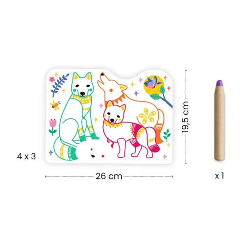Djeco Meglepetés színező - Erdei állatcsalád - Forest families, 3–5 év, Többszínű
