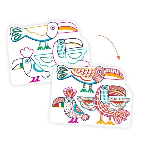 Djeco Meglepetés színező - Vadállatok - Wild families, 3–5 év, Többszínű