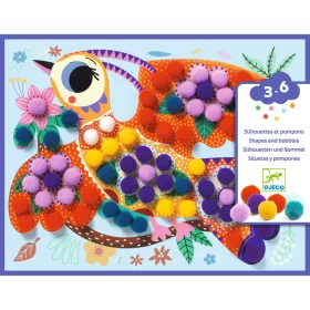 Djeco Pompom-kép készítő - Puha mintázatok - Assortments, 3–5 év, Többszínű