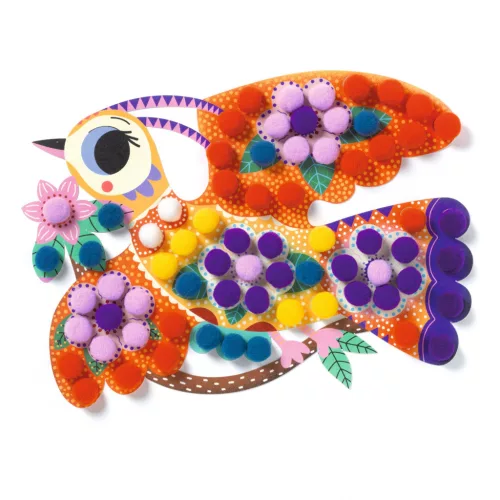 Djeco Pompom-kép készítő - Puha mintázatok - Assortments, 3–5 év, Többszínű