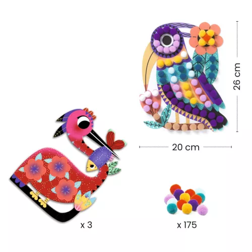 Djeco Pompom-kép készítő - Puha mintázatok - Assortments, 3–5 év, Többszínű