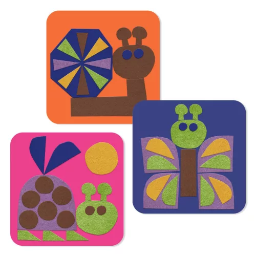 Djeco Kollázs műhely - Puha képek filcmatricákkal - Soft creations, 3–5 év, Többszínű