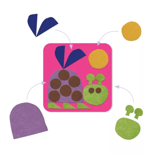 Djeco Kollázs műhely - Puha képek filcmatricákkal - Soft creations, 3–5 év, Többszínű