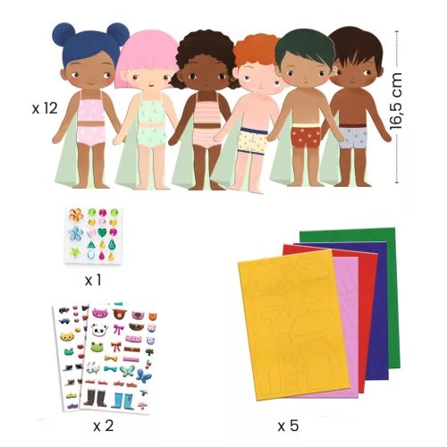 Djeco Papírbaba öltöztető - Fiúk-lányok - Soft dress-up, 0–2 év, Többszínű