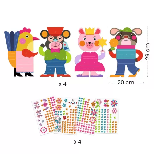 Djeco Kollázs műhely - Csillogó képek strasszláncokkal - Sparkles, 3–5 év, Többszínű