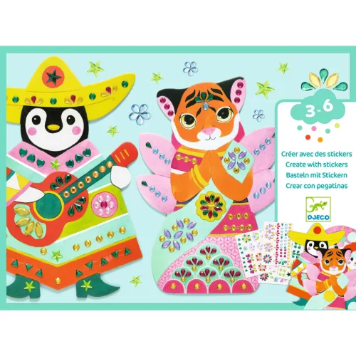 Djeco Kollázs műhely - Strasszos kollázs - Rhinestones, 3–5 év, Többszínű
