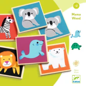 Djeco Memória játék - Emlékező - Memo Wood, 3–5 év, Többszínű