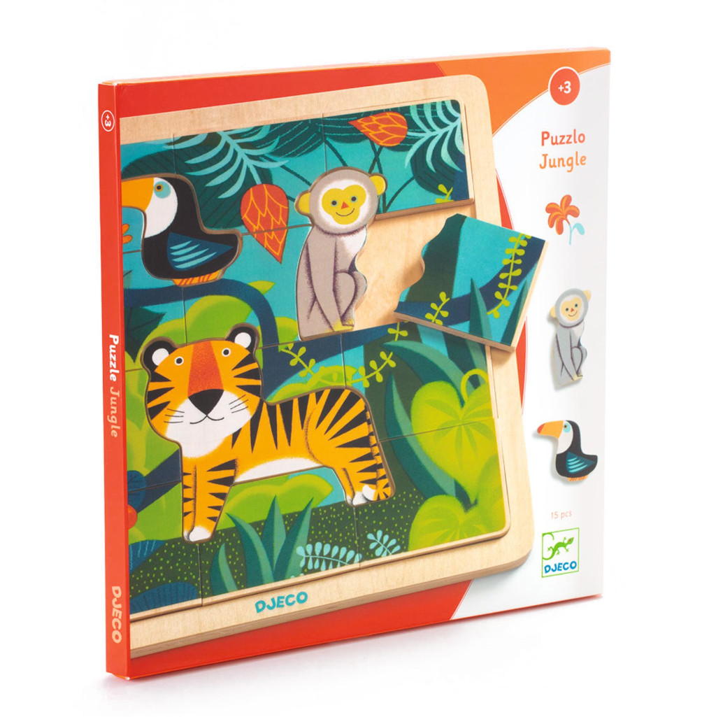 Fa puzzle - Dzsungel puzzle, 12+3 db-os - Puzzlo Jungle – fő nézet