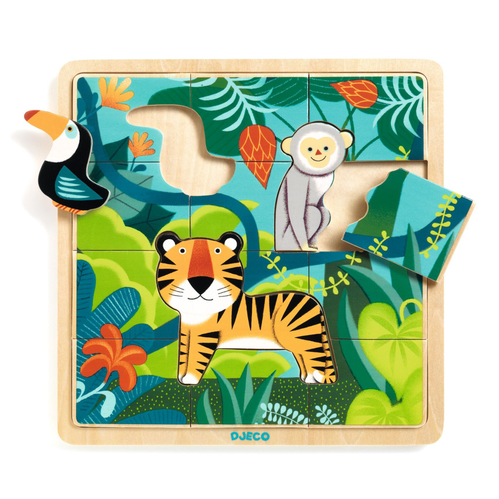 Fa puzzle - Dzsungel puzzle, 12+3 db-os - Puzzlo Jungle – alternatív kép 1