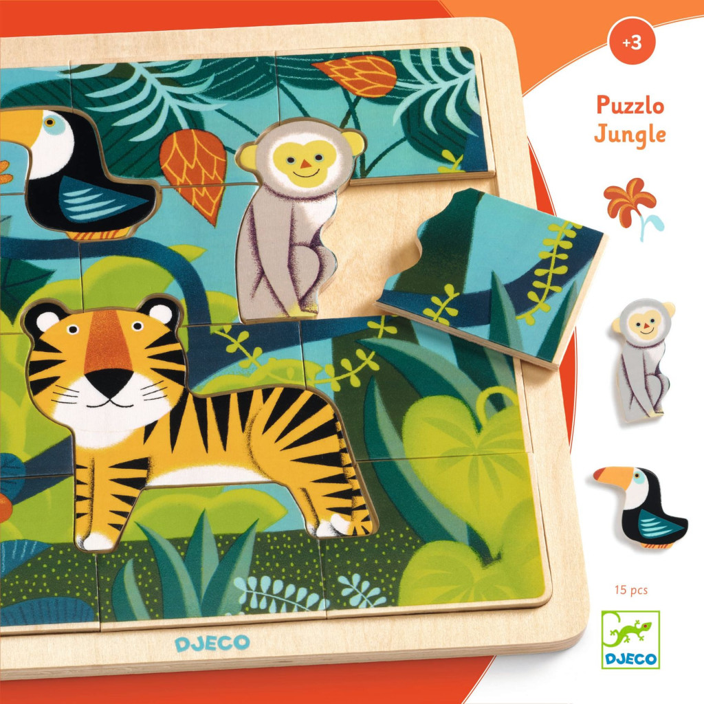 Fa puzzle - Dzsungel puzzle, 12+3 db-os - Puzzlo Jungle – alternatív kép 2