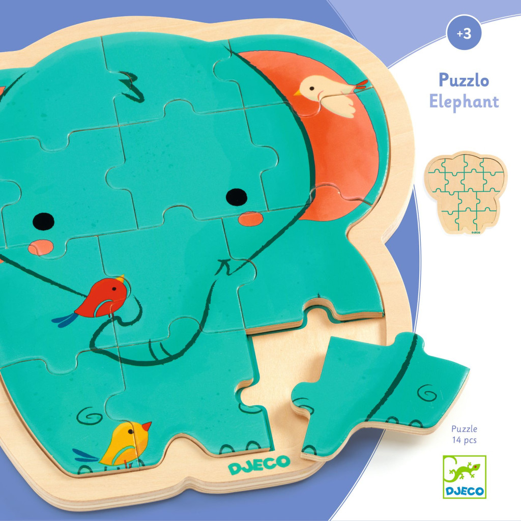 Fa puzzle - Elefánt, 14 db-os - Puzzlo Elephant – alternatív kép 1