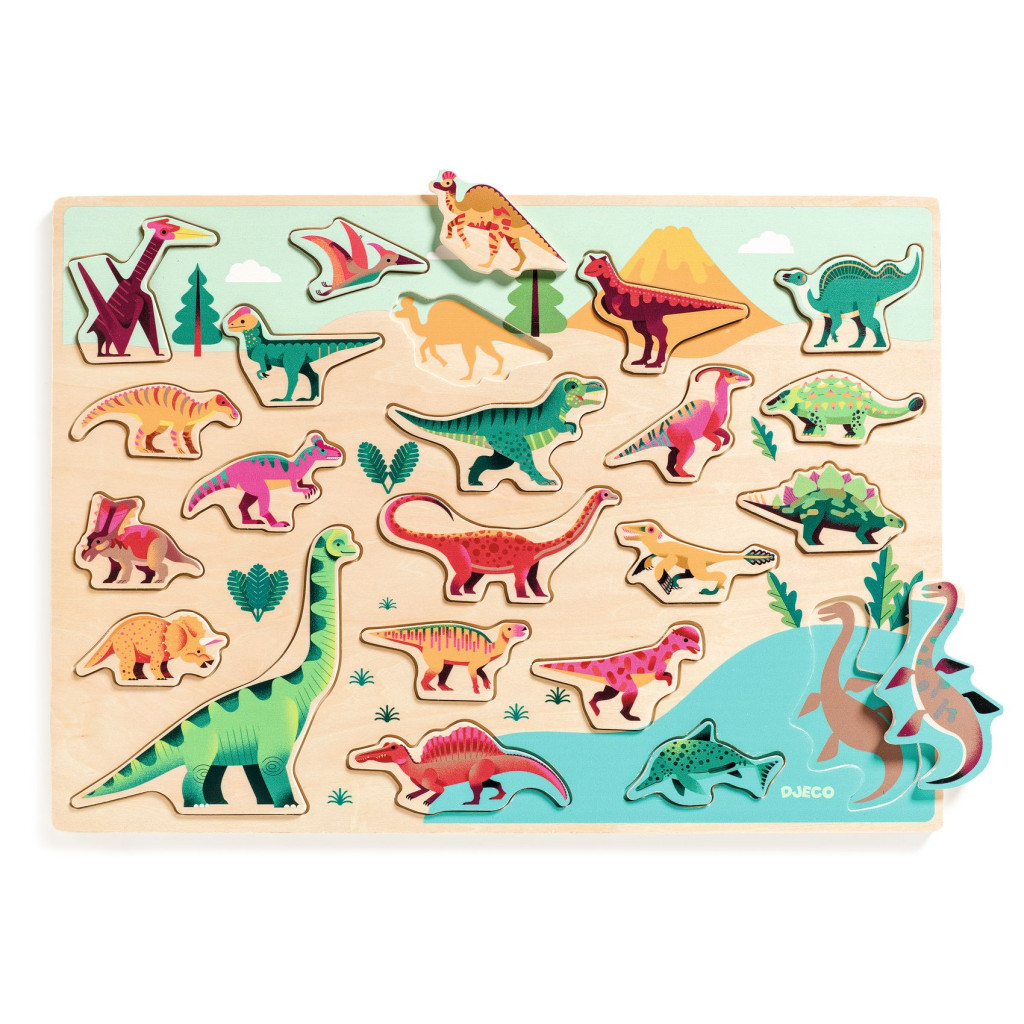Formaillesztő, formaberakó - Színes dínók - Puzzlo Dino – alternatív kép 1