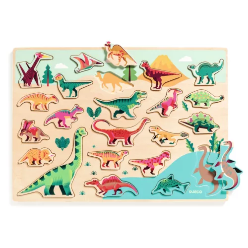 Formaillesztő, formaberakó - Színes dínók - Puzzlo Dino