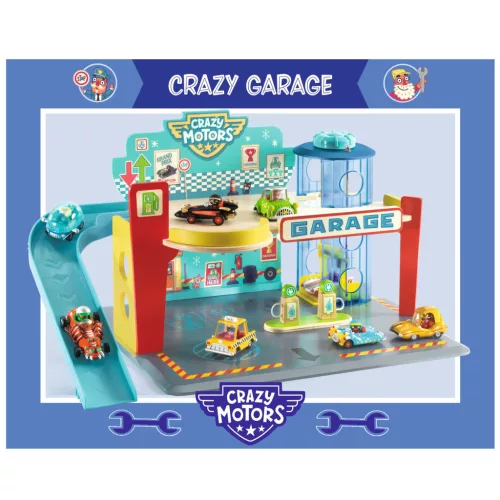 Djeco CRAZY MOTORS parkolóház - Garázs - Garage, 3–5 év, Többszínű