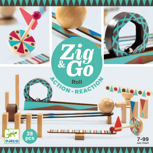 Építőjáték - Sokasodó gördülő, 28 db-os - Zig & Go - Roll