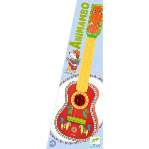 Djeco Játékhangszer - Kis gitár, 4 húros - Ukulélé, 3–5 év, Többszínű