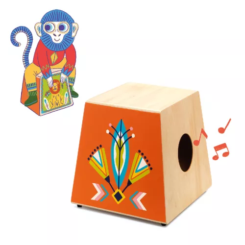 Djeco Játékhangszer - Perui dobozdob - Cajon, 3–5 év, Többszínű