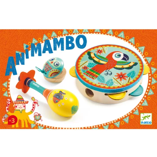 Djeco Játékhangszer készlet - Tambourine, maracas, castanet, 3–5 év, Többszínű