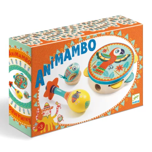 Djeco Játékhangszer készlet - Tambourine, maracas, castanet, 3–5 év, Többszínű