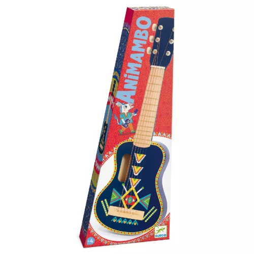 Djeco Játékhangszer - Gitár, 6 húros - Guitar 6 metallic ropes, 3–5 év, Többszínű