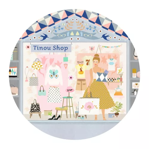 Djeco Zenélő ékszerdoboz - Tina boltja - Tinou shop, 3–5 év, Többszínű