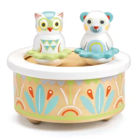 Djeco Mozgó figurás zenedoboz - Maci és bagoly - BabyMusic, 0–2 év, Többszínű