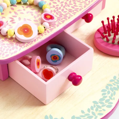 Djeco Szerepjáték - Flóra pipere asztala - Flora dressing table, 3–5 év, Többszínű