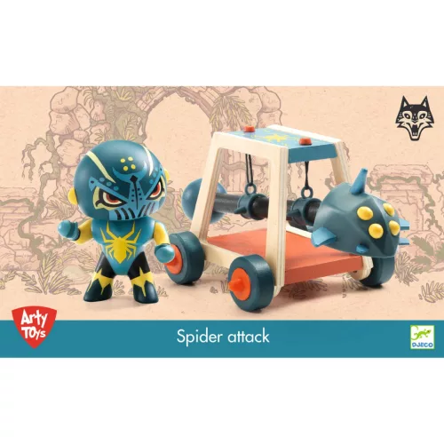 Djeco Arty Toys - Lovag - Pókharcos faltörő kossal - Spider attak, 3–5 év, Többszínű